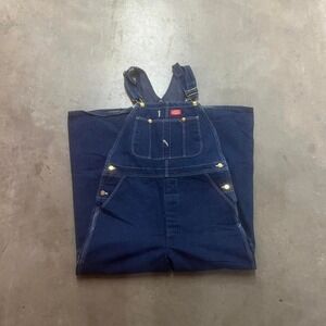 Vintage Dickies men's dark wash USA made denim overalls work 90s 36